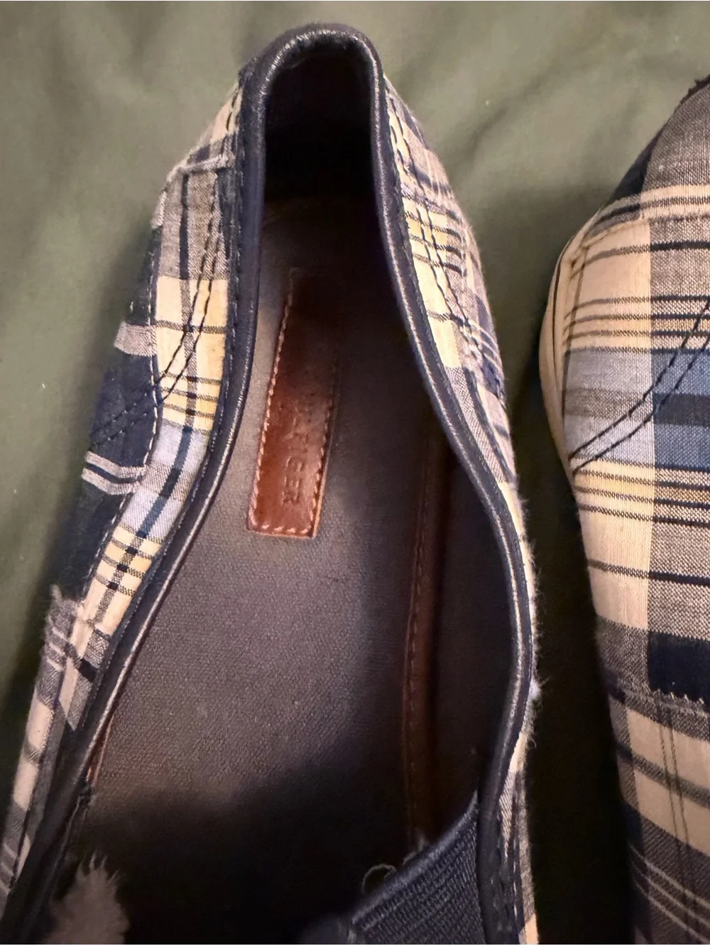 Tommy Hilfiger Men's Blue, White & Yellow Plaid Slip-On Loafers